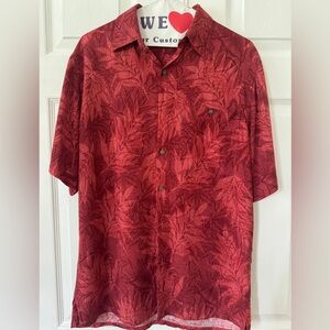 Batik Bay Men’s S Hawaiian Tropical Short Sleeve Button Down in Red
